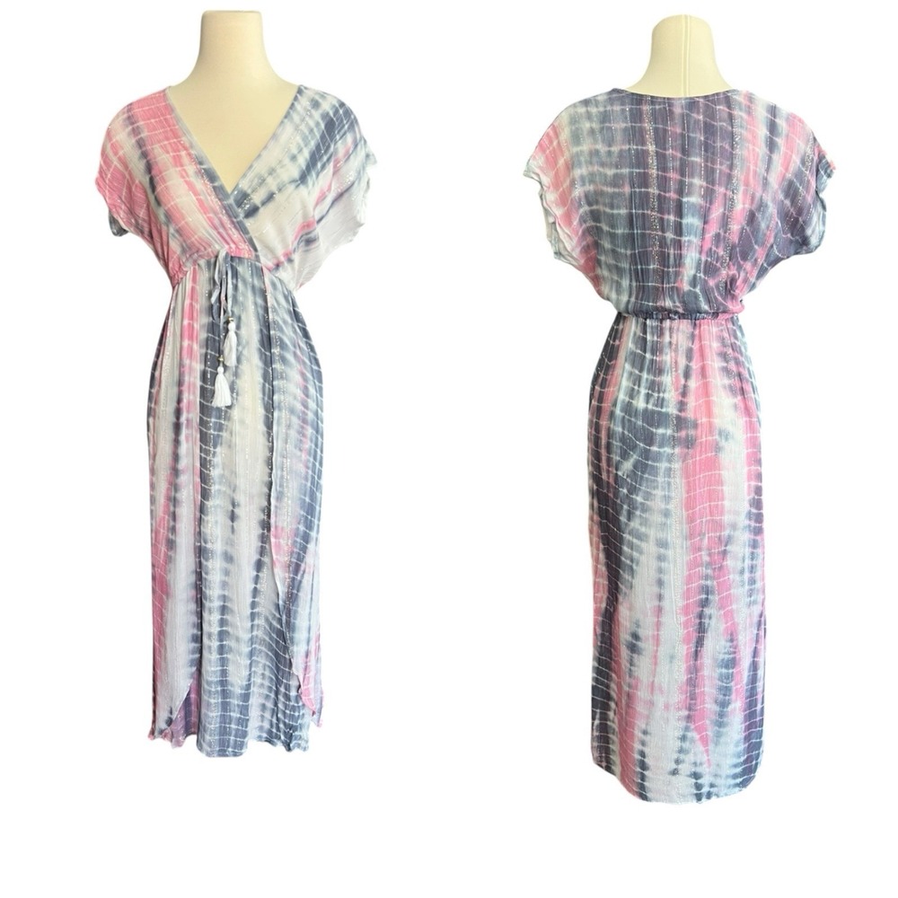 Blue Island NWT Maxi Dress Size XS Multicolor Pastel Whimsical Beach Vacation